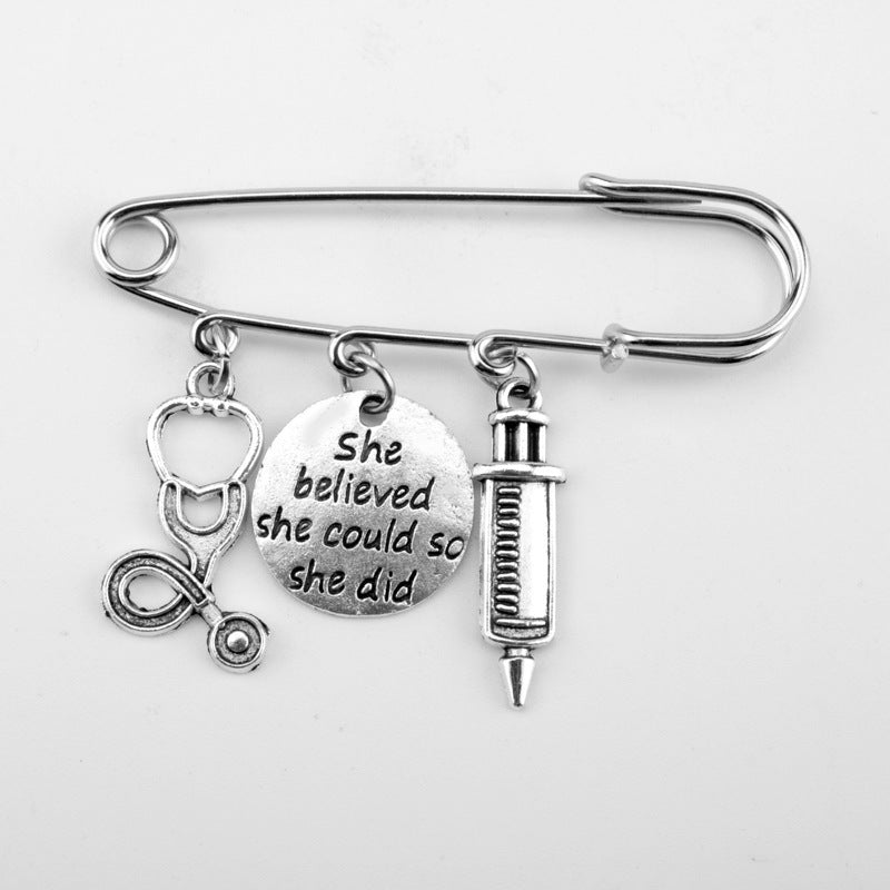 Alloy syringe barrel brooch MIC-AiWen022