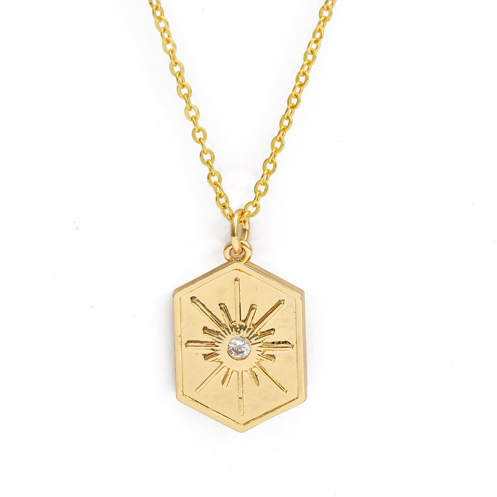 Rectangular hexagram star necklace Minimo de compra 2 MIC-BaiD001