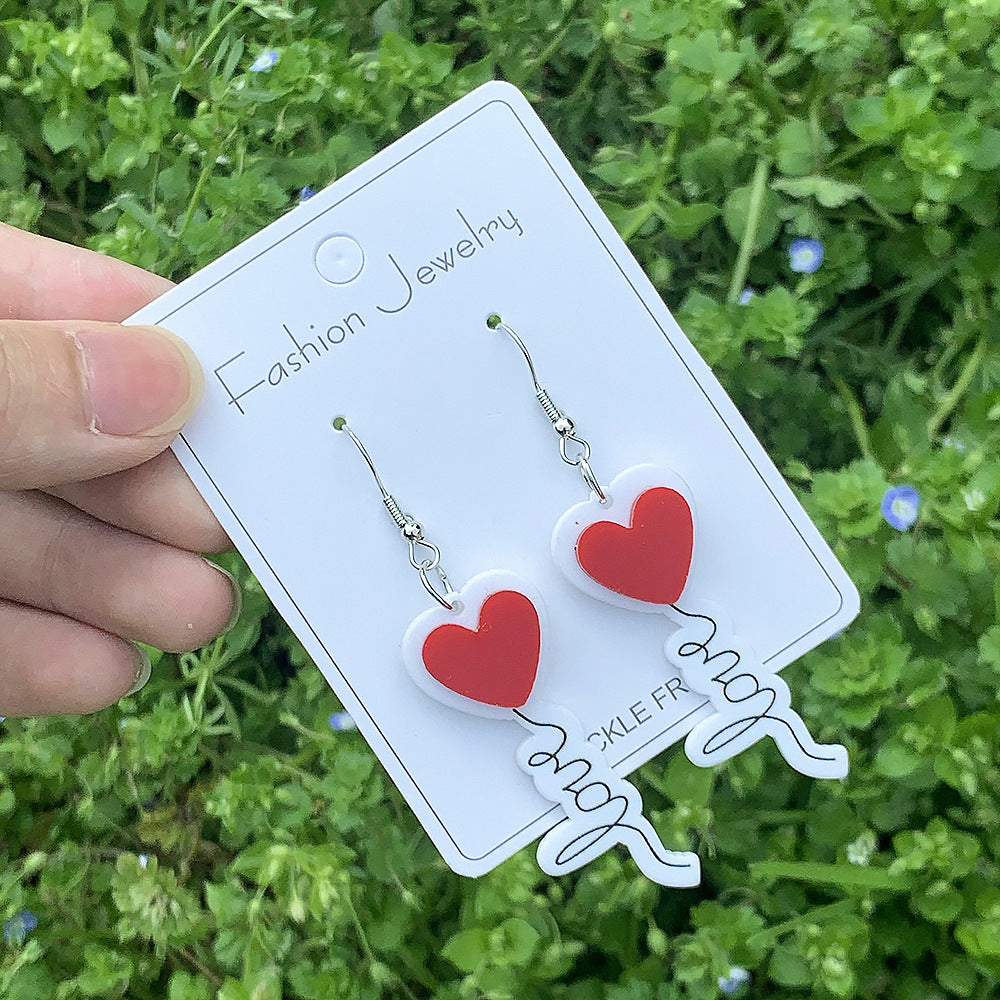 Acrylic Love Earrings (Minimo de compra 2) MIC-ManT021