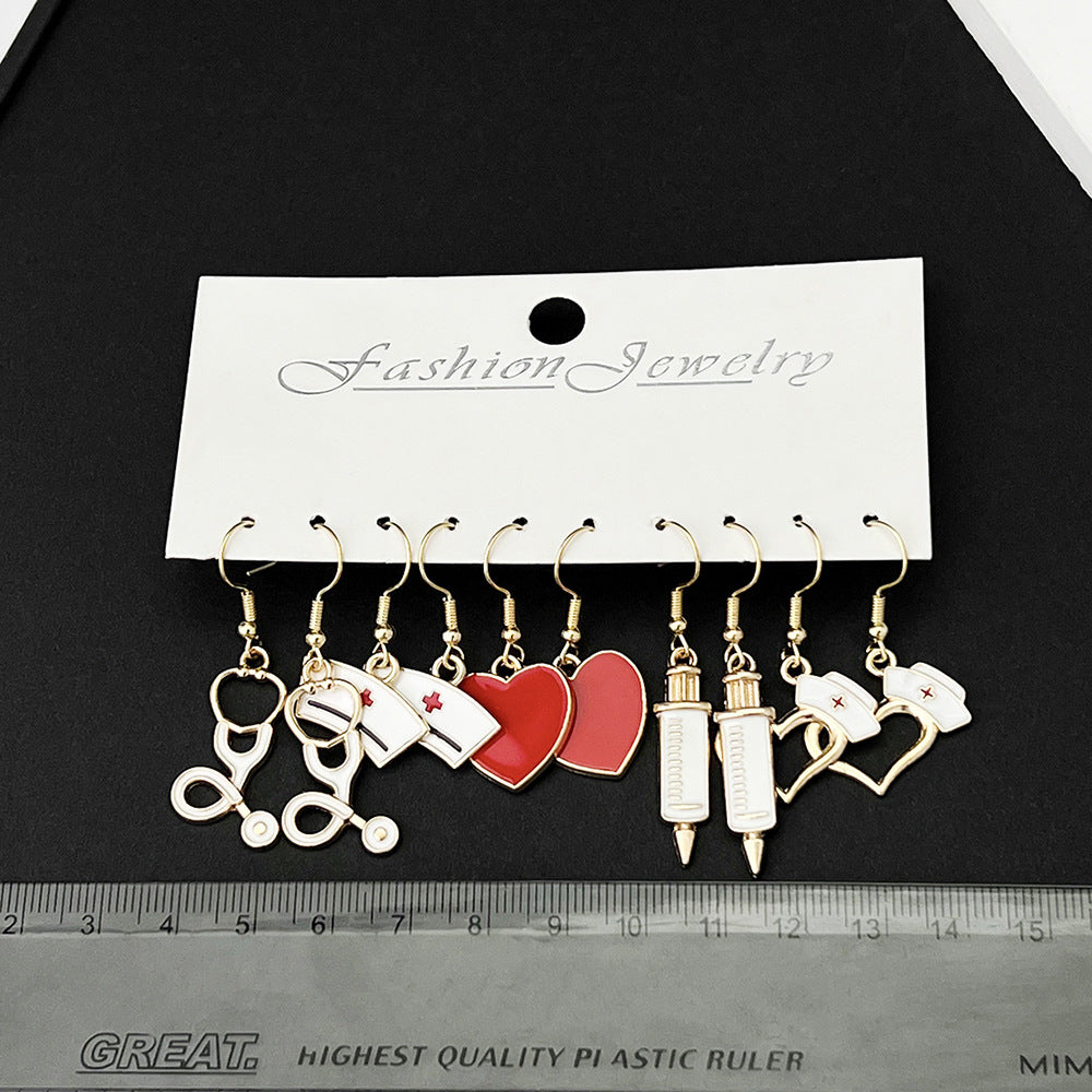 Alloy 5 pairs of gold syringe earrings (Minimo de compra 5) MYA-LuN001