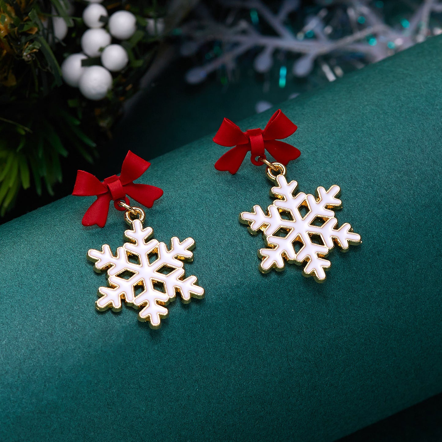 Alloy Santa Claus Bell Snowflake Earrings (Minimo de Compra 2)  MIC-JueH013