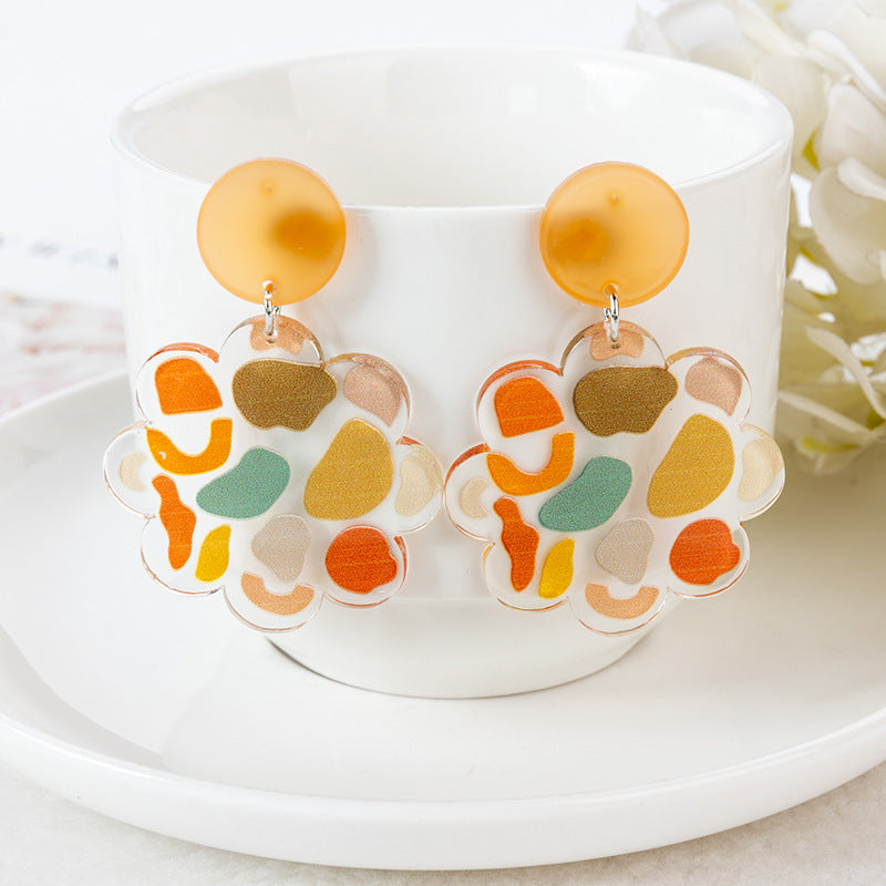 Acrylic Embossed Print Earrings (Minimo de Compra 2) MIC-YouY018