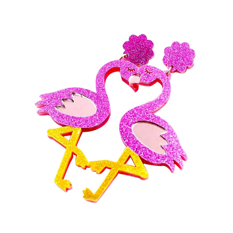 Acrylic Flamingo Earrings (Minimo de compra 5) MYA-XiaoY080