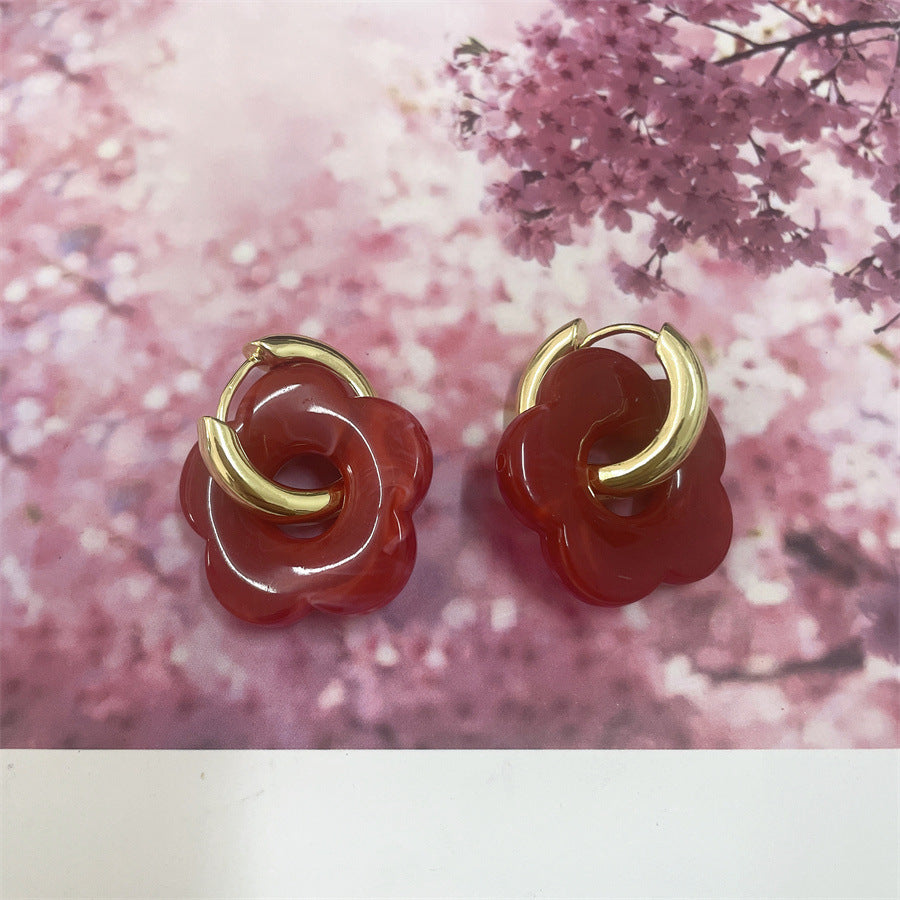 Alloy C-shaped copper tube colored oil drip earrings (Minimo de Compra 2) MIC-YingS008