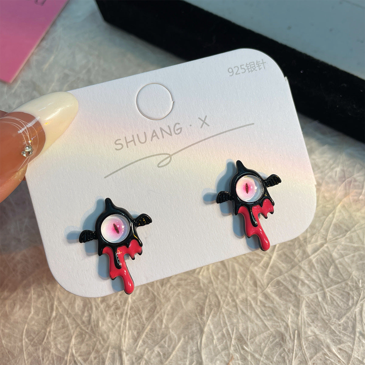 Alloy heterochromatic cute little monster earrings MYA-ShuangX050