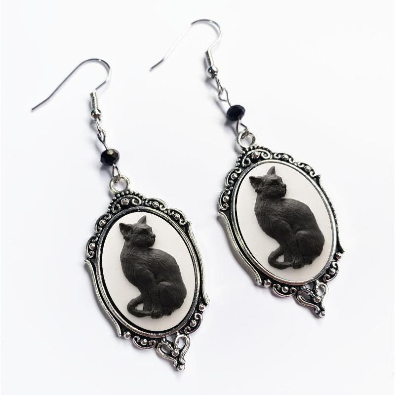 Alloy Black Cat Earrings MIC-AnM003