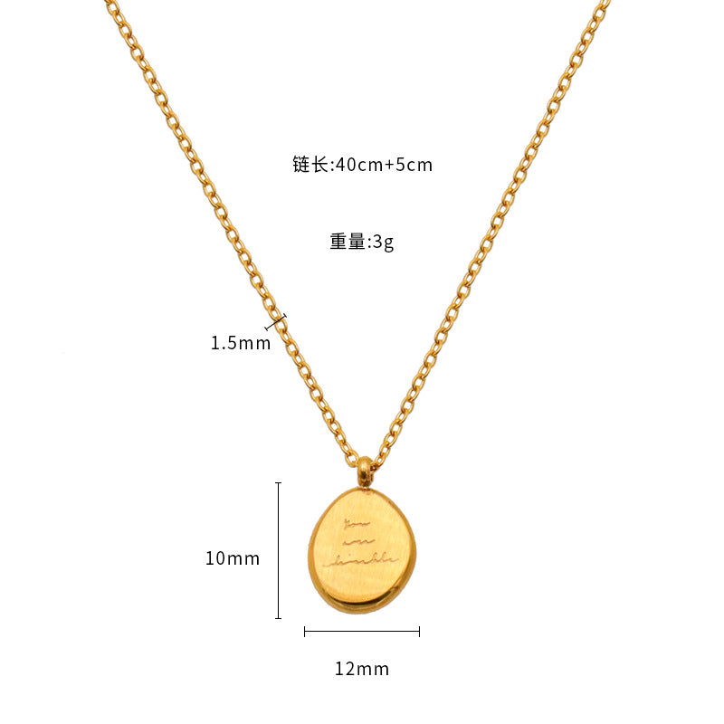 Stainless steel gold-plated round brand English letter necklace MYA-XuanJ039