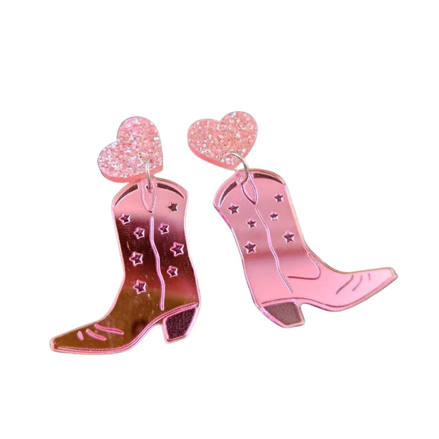 Acrylic cow boots and earrings MIC-XueP136