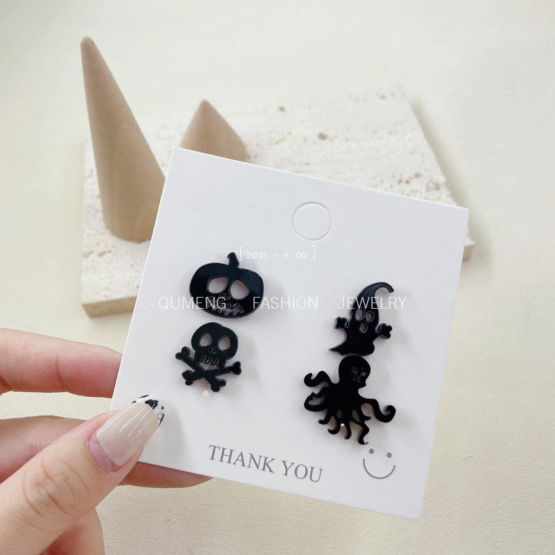 Acrylic Halloween Skull Pumpkin Earrings (Minimo de Compra 3) MIC-OuG050