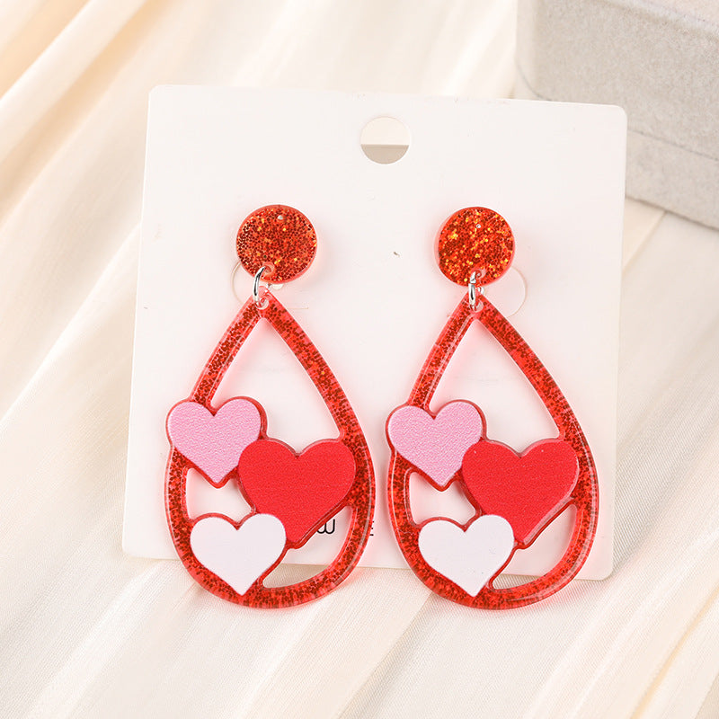 Acrylic Water Drop Love Earrings (Minimo de Compra 2) MIC-YueZ005