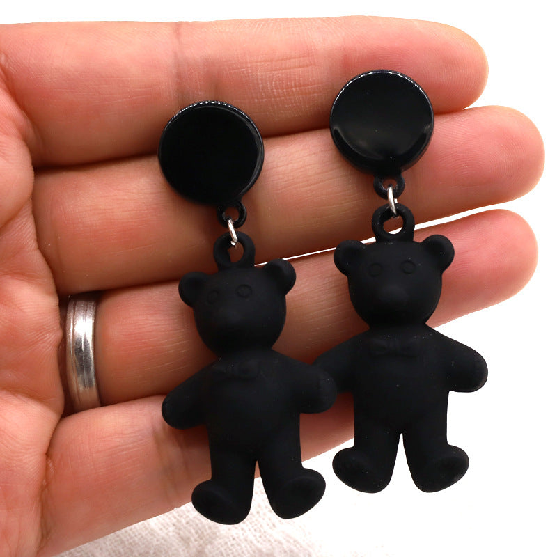 Acrylic Black Bear Earrings (Minimo de Compra 3) MIC-JueJ005