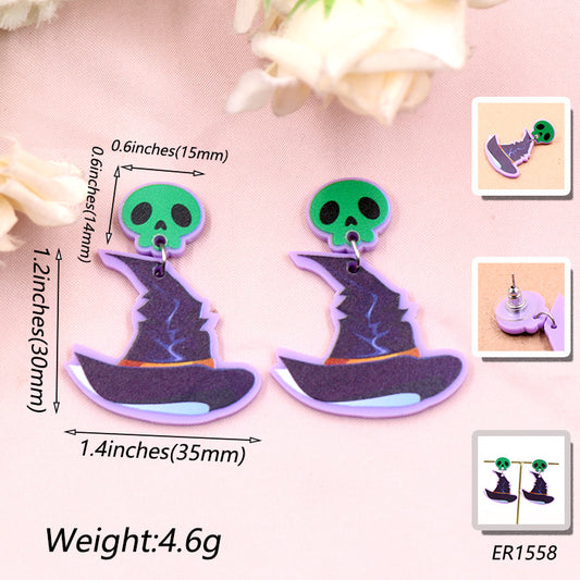 Acrylic Halloween Witch Hat Earstuds (Minimo de compra 5) MIC-XiaoY043