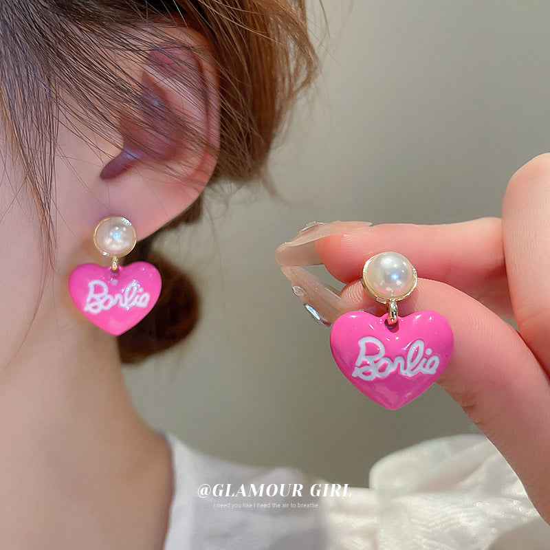 Alloy English Letter Pearl Dropping Oil Earrings (Minimo de Compra 2) MIC-BY004