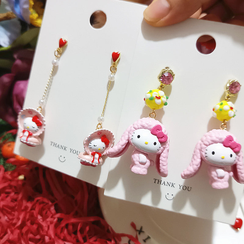 Cute alloy KT cat earrings MYA-XingJ095