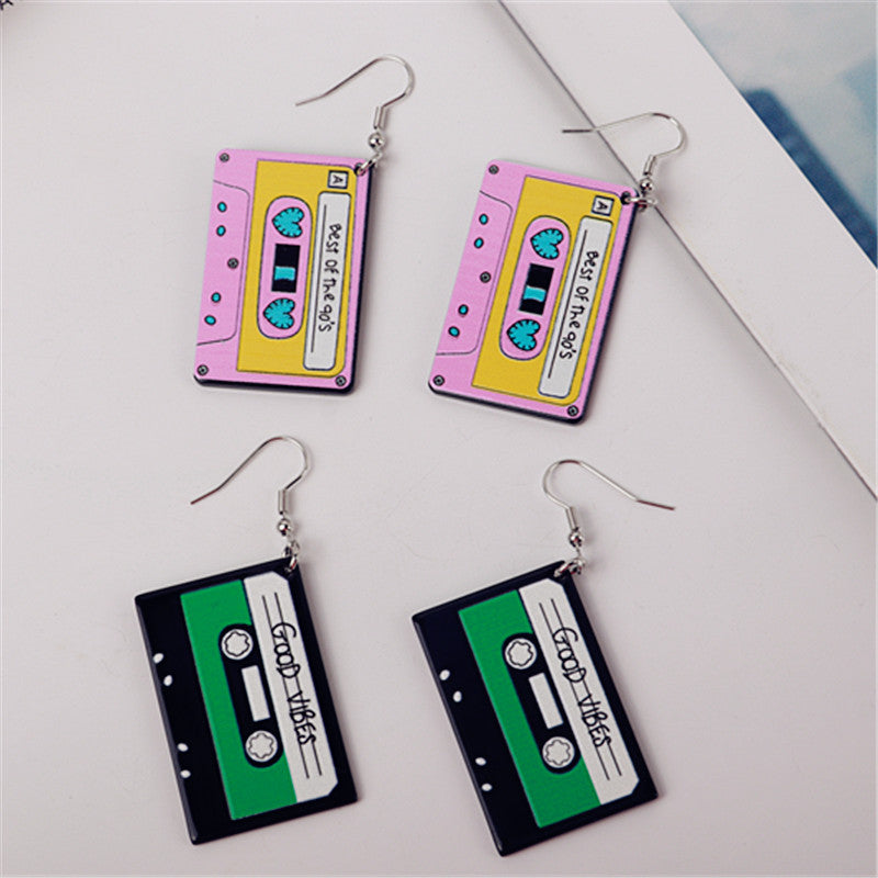 Acrylic Hip Hop Retro Tape Earrings MYA-ChouD045