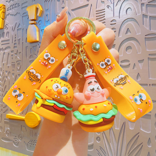 PVC Crab Yellow Burger Doll Bookbag Keychain MIC-YiD037