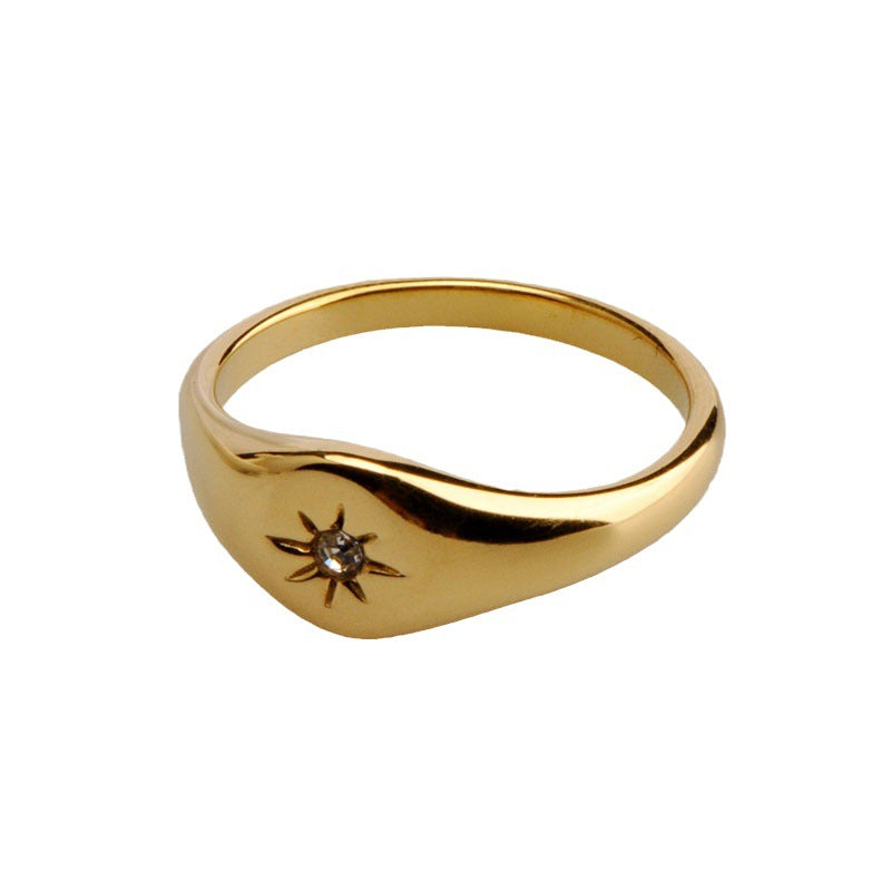 Stainless steel gold-plated pentagram three-dimensional ring MYA-YHZX005