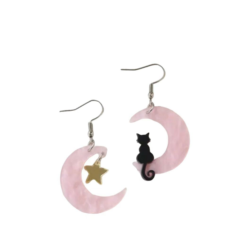 Alloy acrylic moon cat earrings (Minimo de compra 2) MIC-AnD001