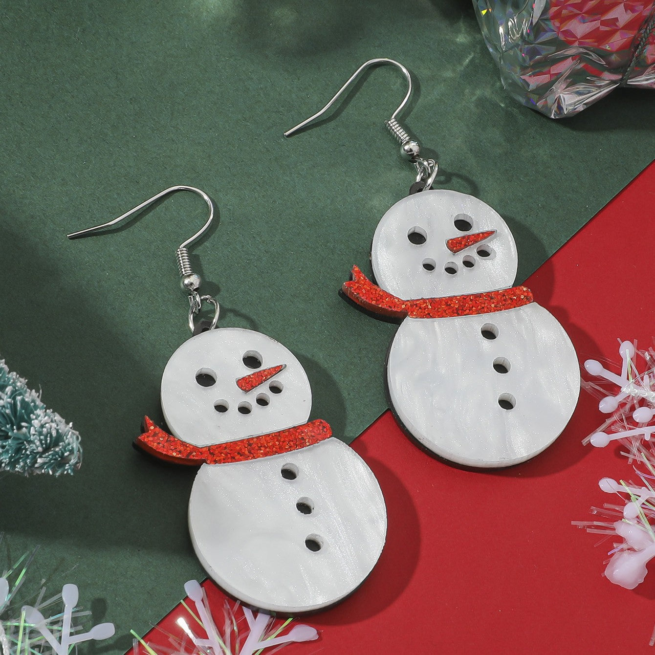 Acrylic Christmas Santa Claus Earrings MIC-JunJ024