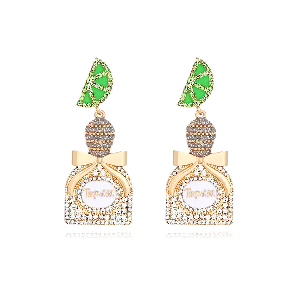 Alloy Diamond Tequila Bottle Earrings MIC-ManY074