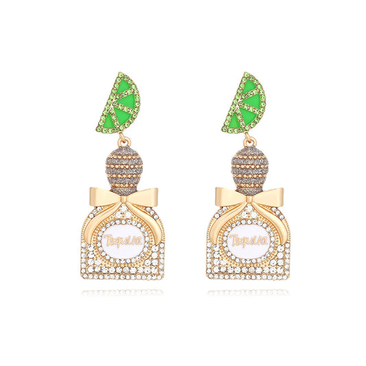 Alloy Diamond Tequila Bottle Earrings MIC-ManY074