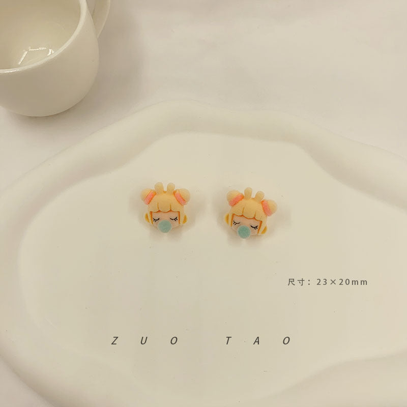 Flocking New Flower Bear Bow Earrings MIC-XingW006