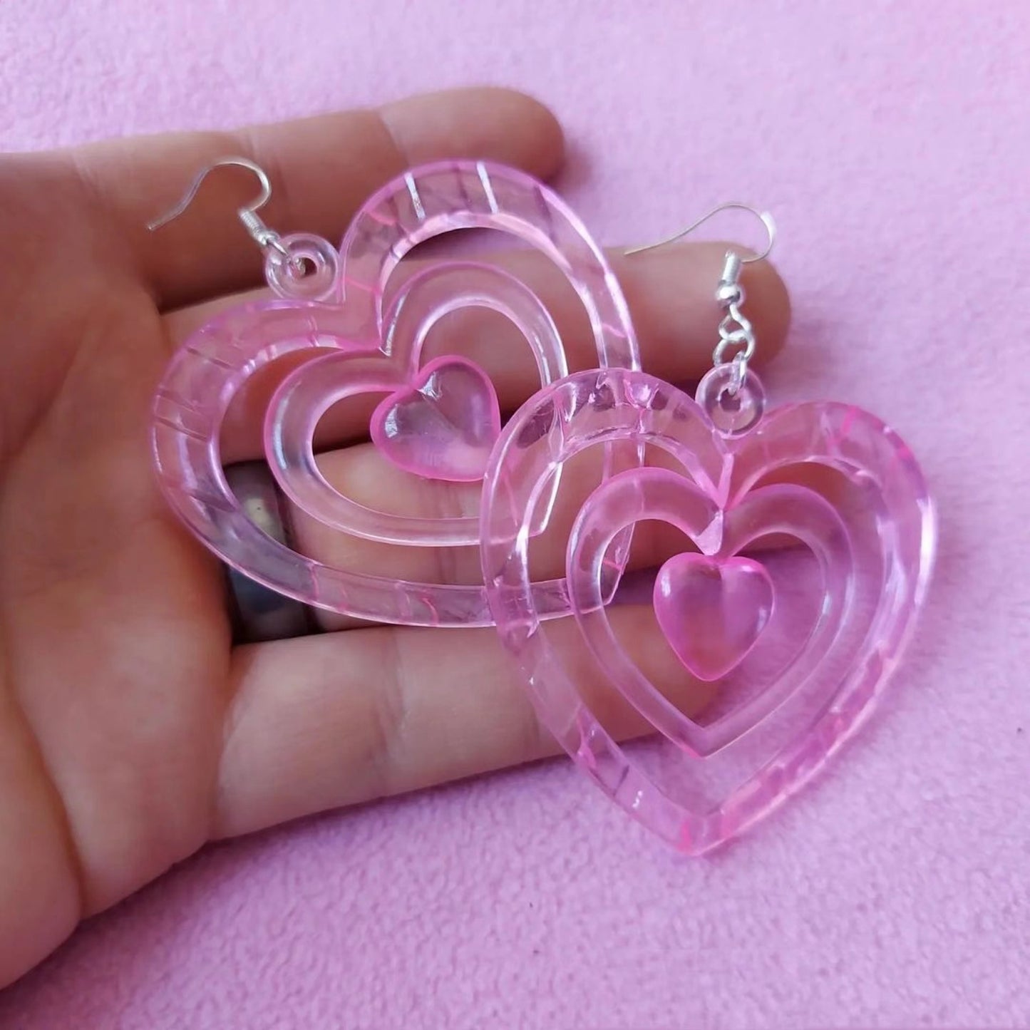 Resin Heart to Heart Girl Heart Earrings MIC-YuX003