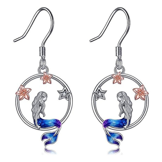 Alloy Mermaid Star Flower Earrings (Minimo de compra 10) MIC-ZhuY004