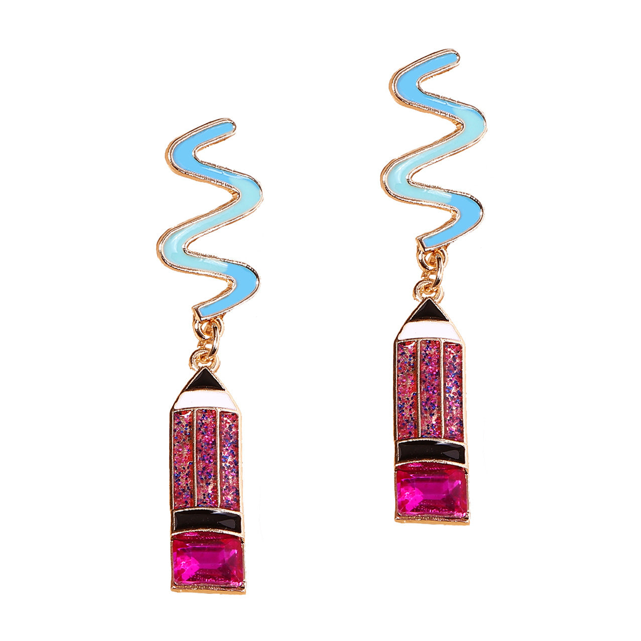 Alloy long colored diamond pencil earrings (Minimo de compra 2) MIC-YueL001