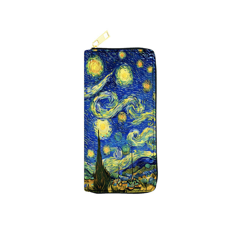 PU Oil Painting Starry Sky Wallet (Minimo de compra 3) MYA-JiR046