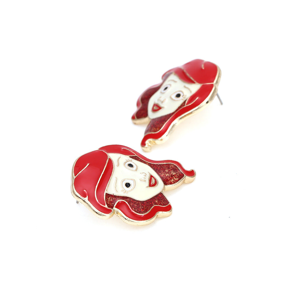 Alloy diamond inlaid cartoon character earrings MIC-ManY034