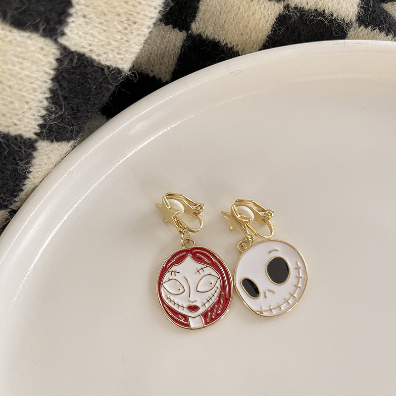 Earrings Alloy Halloween Skull Ghost Stud Earrings Ear Clips Tql015