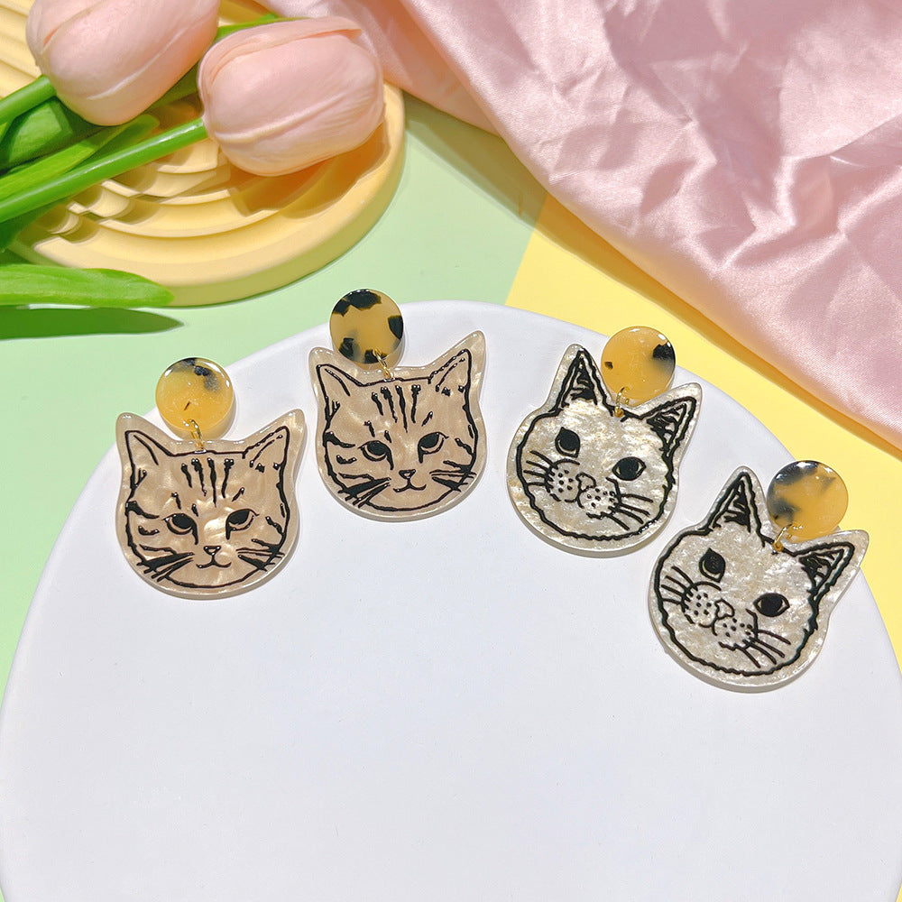 Acrylic cartoon cat earrings  (Minimo de Compra 2) MIC-PingH019