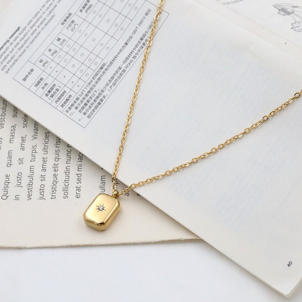 Stainless steel gold-plated gold brick necklace MYA-XuanJ030