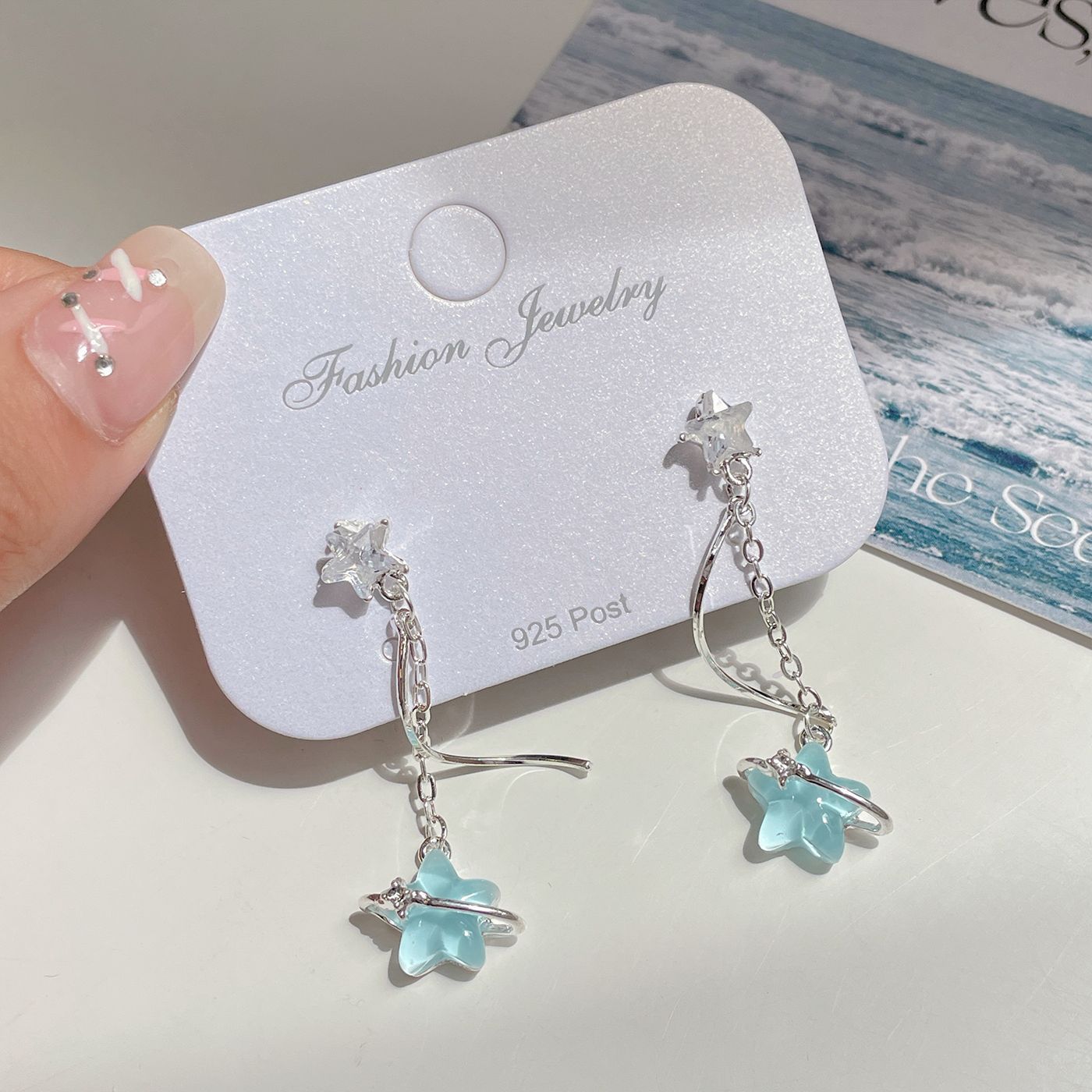 Alloy Ocean Series Blue Earrings MIC-ShuangX045