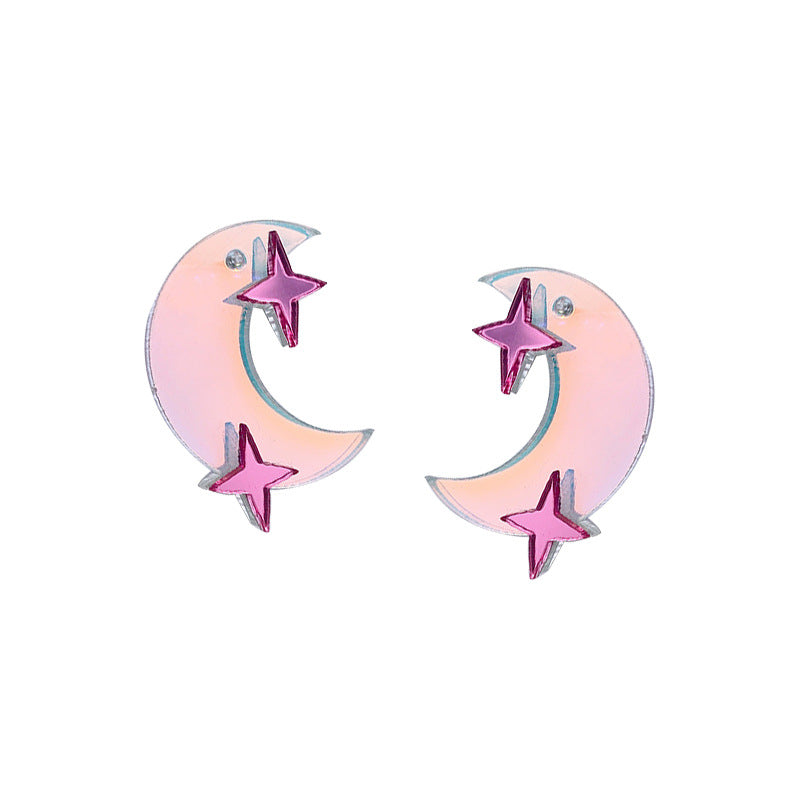 Acrylic Super Flash Laser Moon Earrings (Minimo de Compra 3) MYA-OuG041