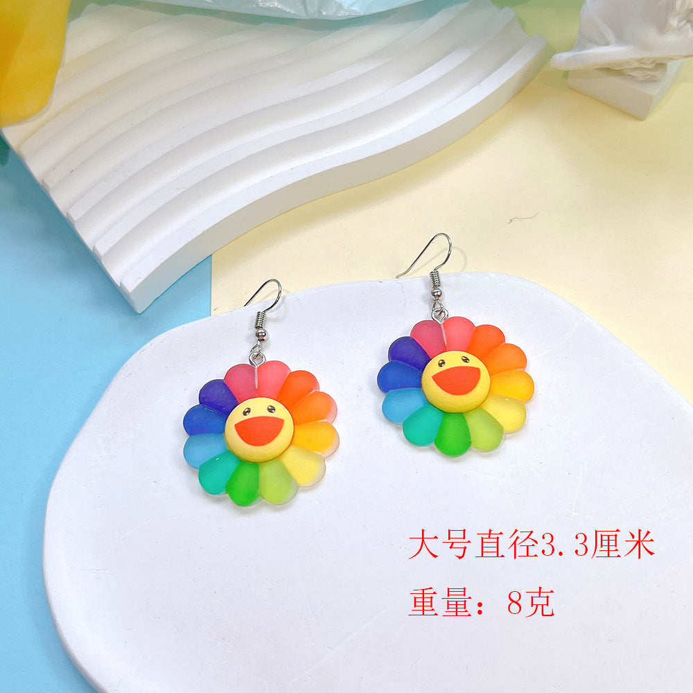 Acrylic New Sunflower Color Earrings PinH012