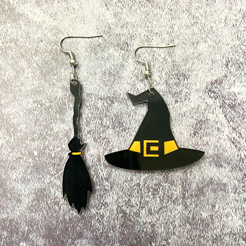 Acrylic Halloween Wizard Hat Earrings (Minimo de Compra 2) MYA-XinC002