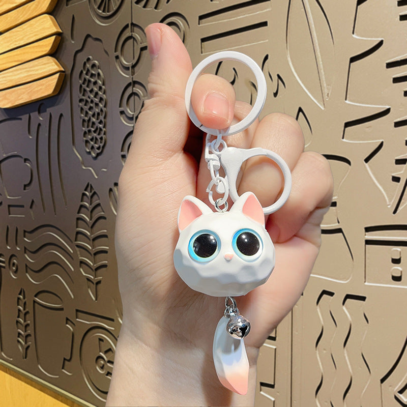 PVC cartoon three-dimensional big eyed cat keychain MIC-LanC016