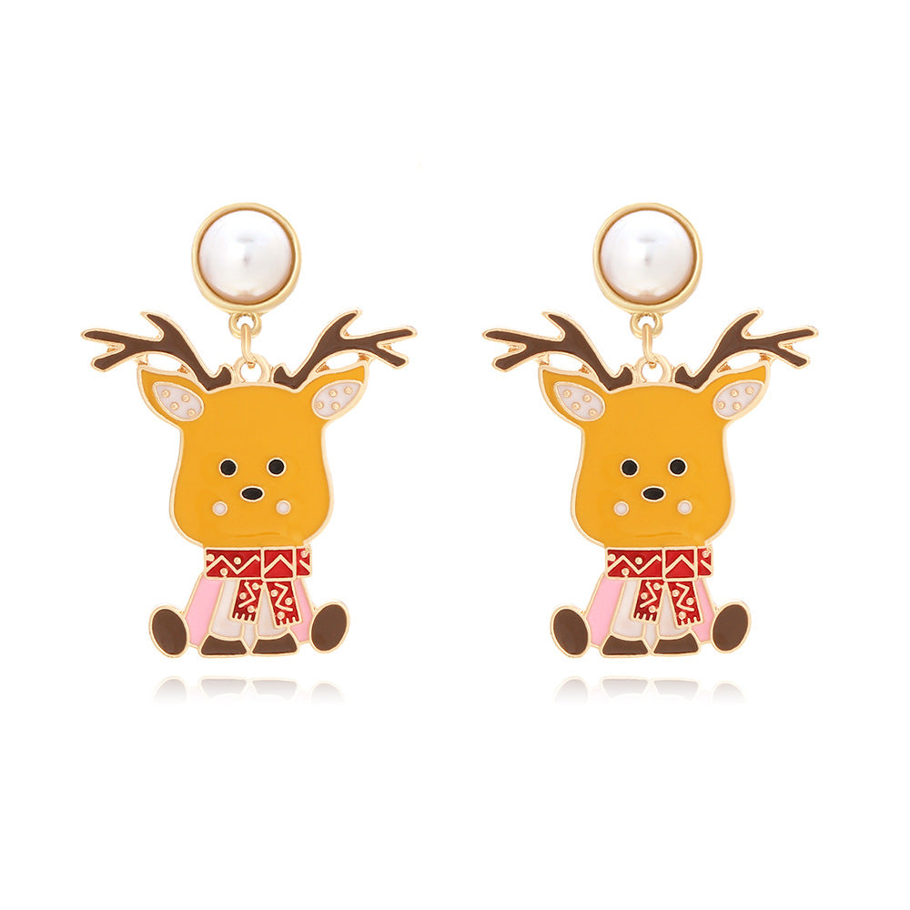 Alloy Cute Colored Drip Oil Elk Earrings MIC-ManY083