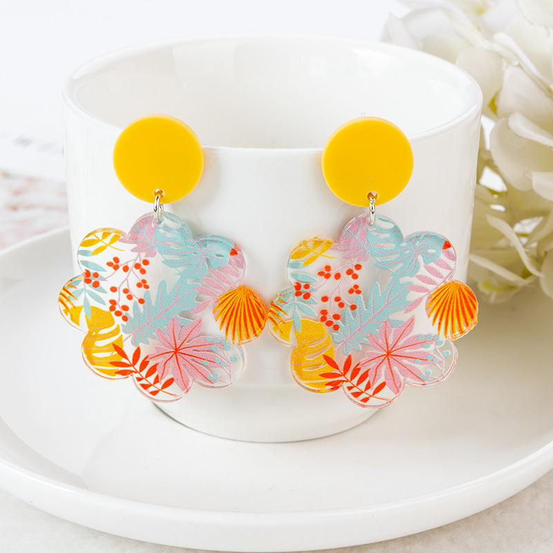 Acrylic Embossed Print Earrings (Minimo de Compra 2) MIC-YouY018