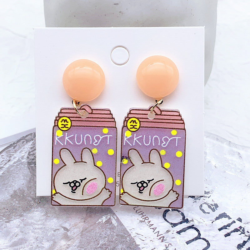 Acrylic cartoon milk tea cup earrings  (Minimo de Compra 2) MIC-ShiJ006