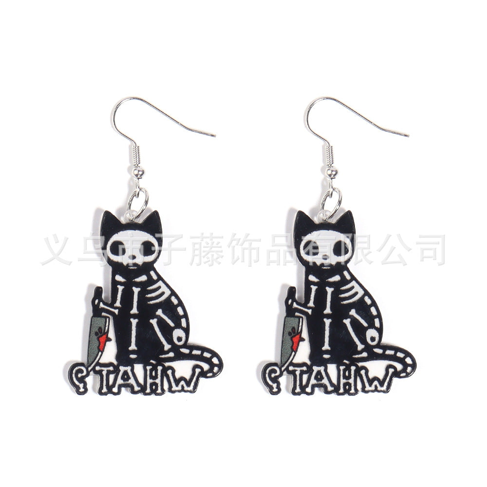 Acrylic printed blood knife cat earrings (Minimo de Compra 2) MYA-ZiT005