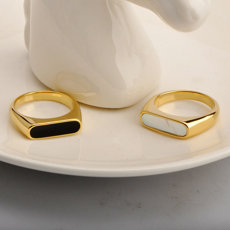 Stainless steel gold-plated shell ring MYA-YHZX001