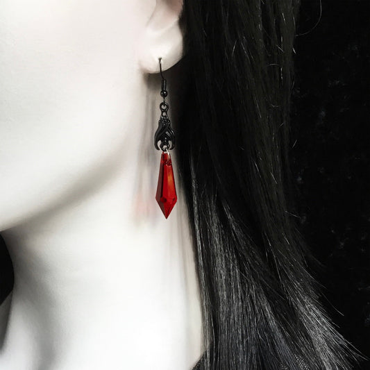 Alloy Red Black Gem Earrings MIC-AnM007