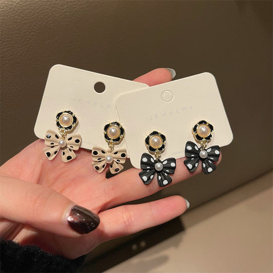 Alloy polka dot bow earrings MIC-TTSP012