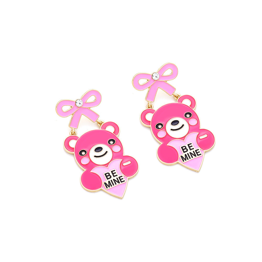 Alloy Letter Love Bear Earrings MIC-ManY063