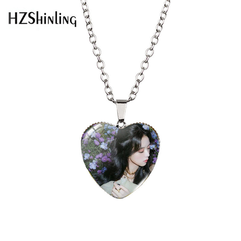 Alloy Time Gem Heart Necklace MIC-XiangL042