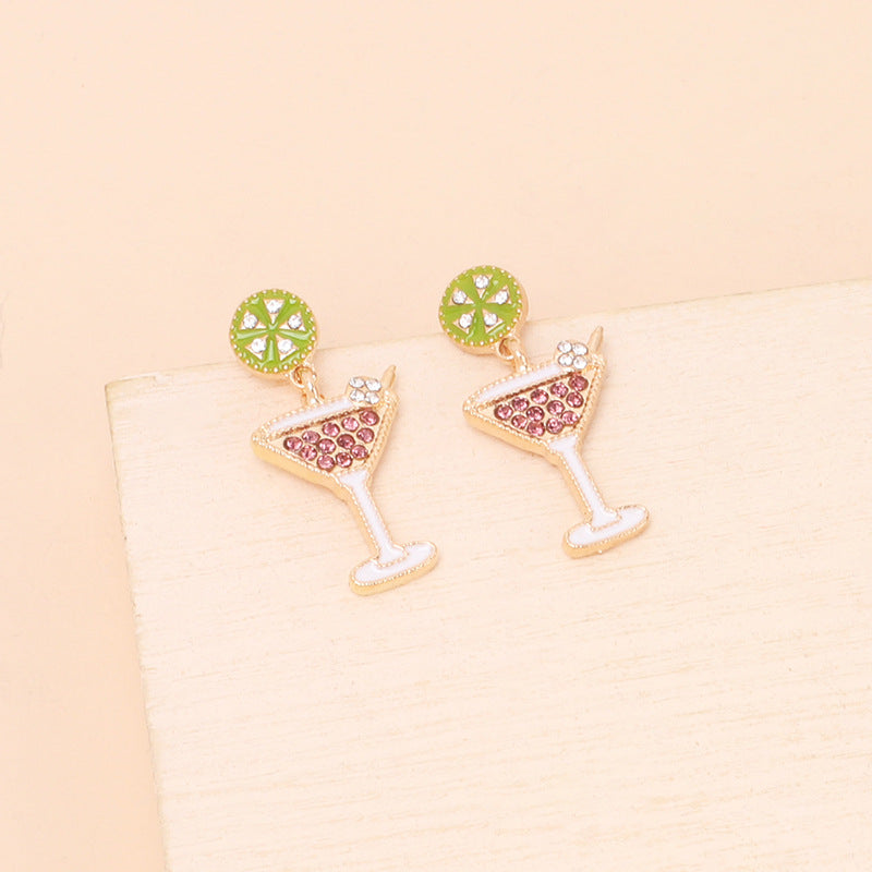 Alloy wine glass earrings (Minimo de compra 5) MIC-YiRan009