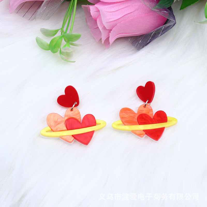 Acrylic Love Splice Earrings MIC-DuA016